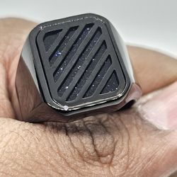 Stainless steel Blue Sandstone Ring