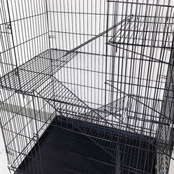 (New in box) $85 Folding 3-Tier Cat Cage 56” Tall Metal Kennel 36x24x56 inches, Tray & Caster 