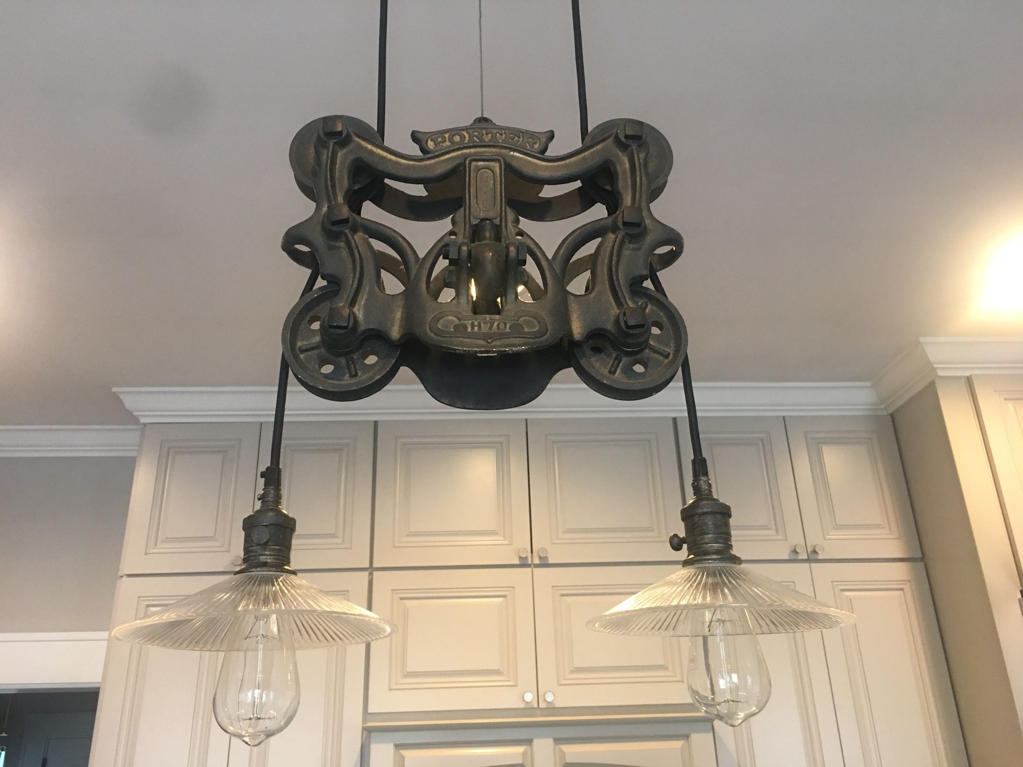 Restoration Hardware Cast Iron Barn Door Trolley Pendant Ligh