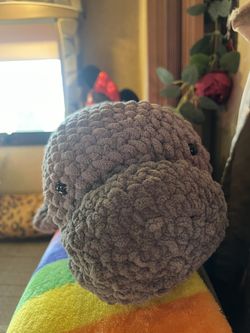 Handmade Crocheted Stuffed Gray Manatee