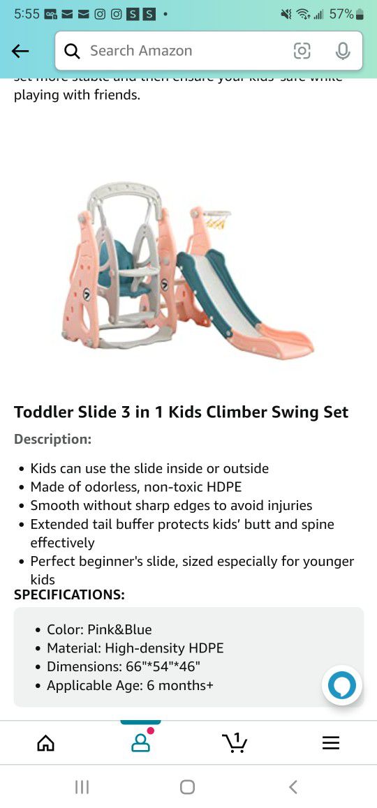 3 In 1 Kids Climber Swing Set