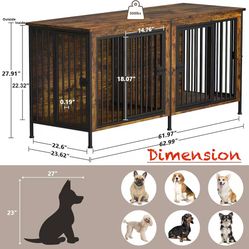 🥨EasyCom Dog Crate Furniture for 1 or 2 Dogs, Heavy Duty Single/Double Dog Crates for Small/Medium/Large Dogs, Dog Kennel Furniture Indoor 