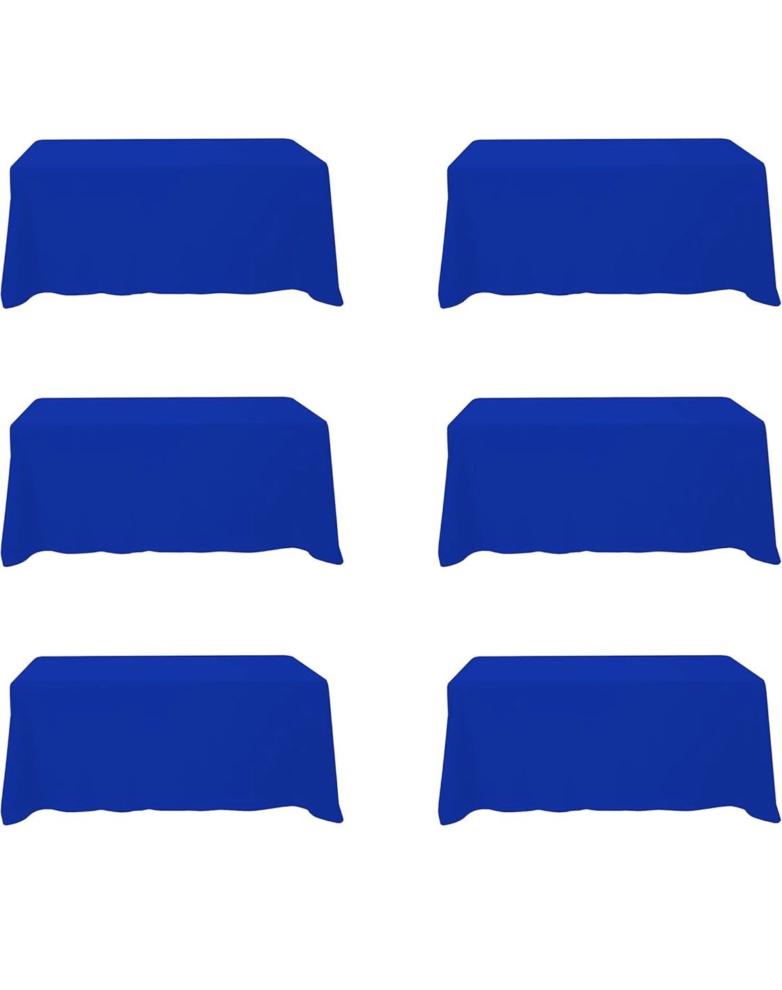 6 Pack Royal Blue Tablecloths for 6 Foot Rectangle Tables 90 x 132 Inch - 6ft Rectangular Bulk Linen Polyester Fabric Washable Cloth Cover for Wedding