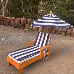 Kids Chaise with umbrella Navy blue