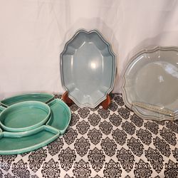 Vintage dip plate & plates