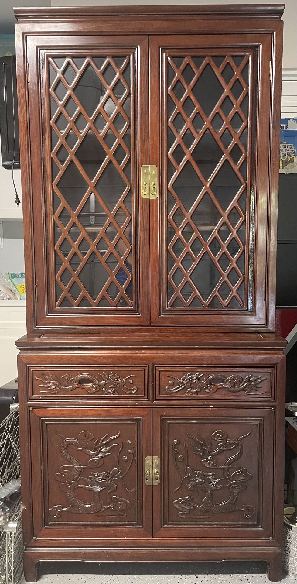 *MUST SELL!* Chinese Dark Cherry Rosewood Cabinet and Hutch 