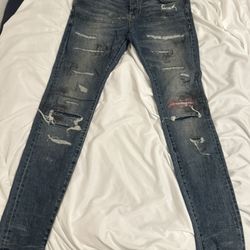 Purple Jeans Blue Denim Stitch Work 