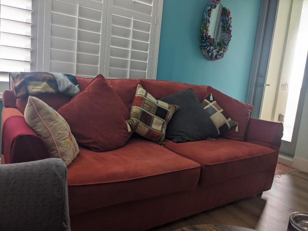 Red Pullout Couch With Queen Mattress 