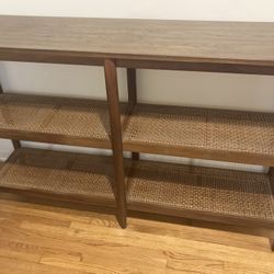 Beautiful Walnut Rattan Bookshelf