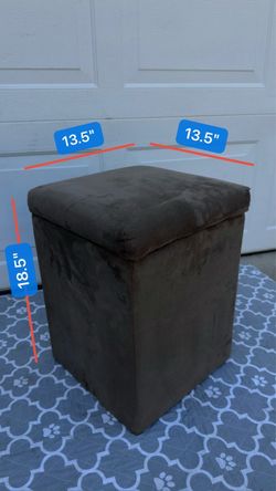 Gray suede square storage stool