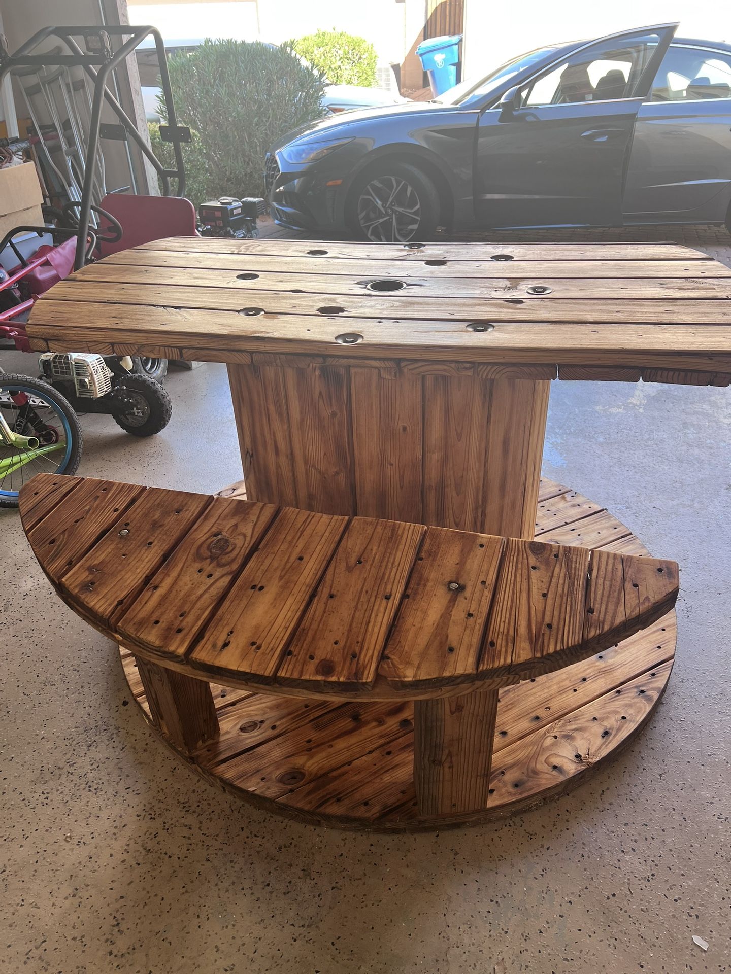 Custom Made Wooden Bench And Table