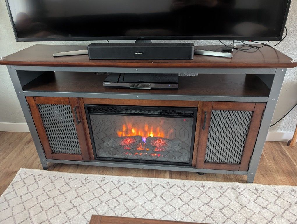 TV Console With Led Fireplace