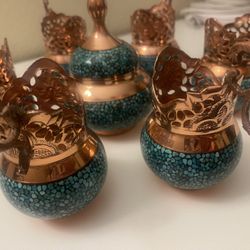 Persian Turquoise Tea Set With Sugar Bowl