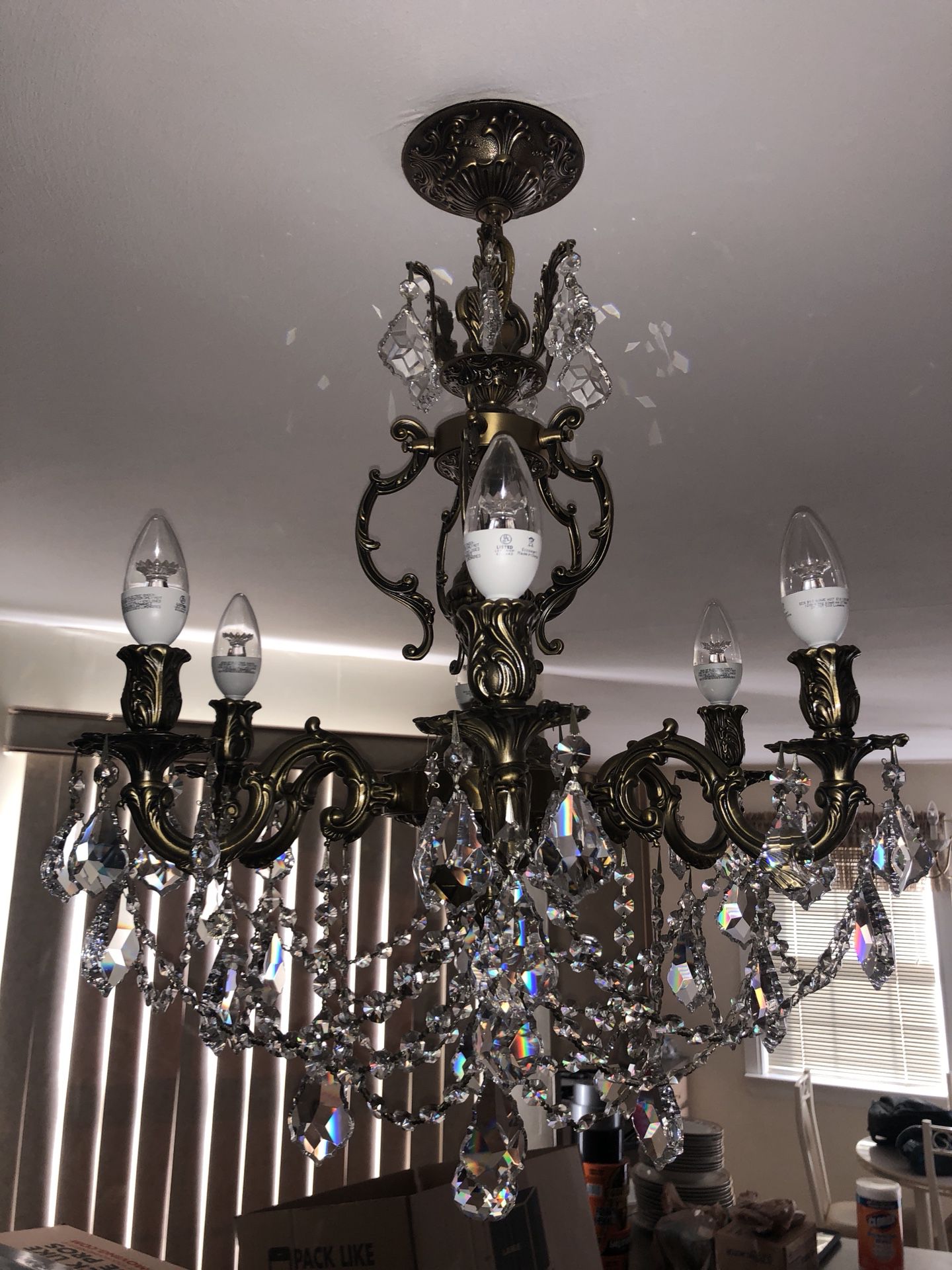 Brass antique chandelier excellent condition