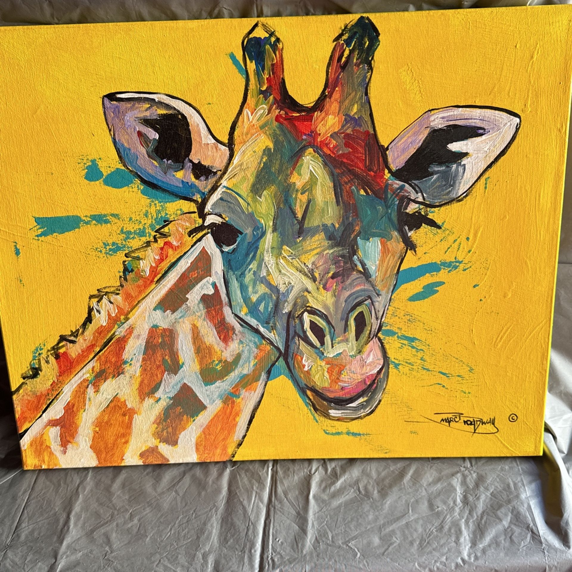 Giraffe Painting On Stretched Canvas