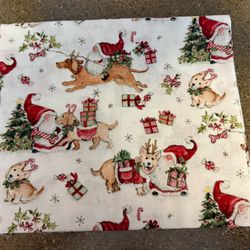 New 1 Yard Of Christmas Gnome And Puppy Fabric 