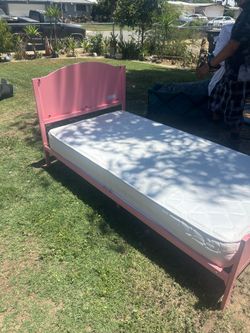 Pink bed frame and mattress twin