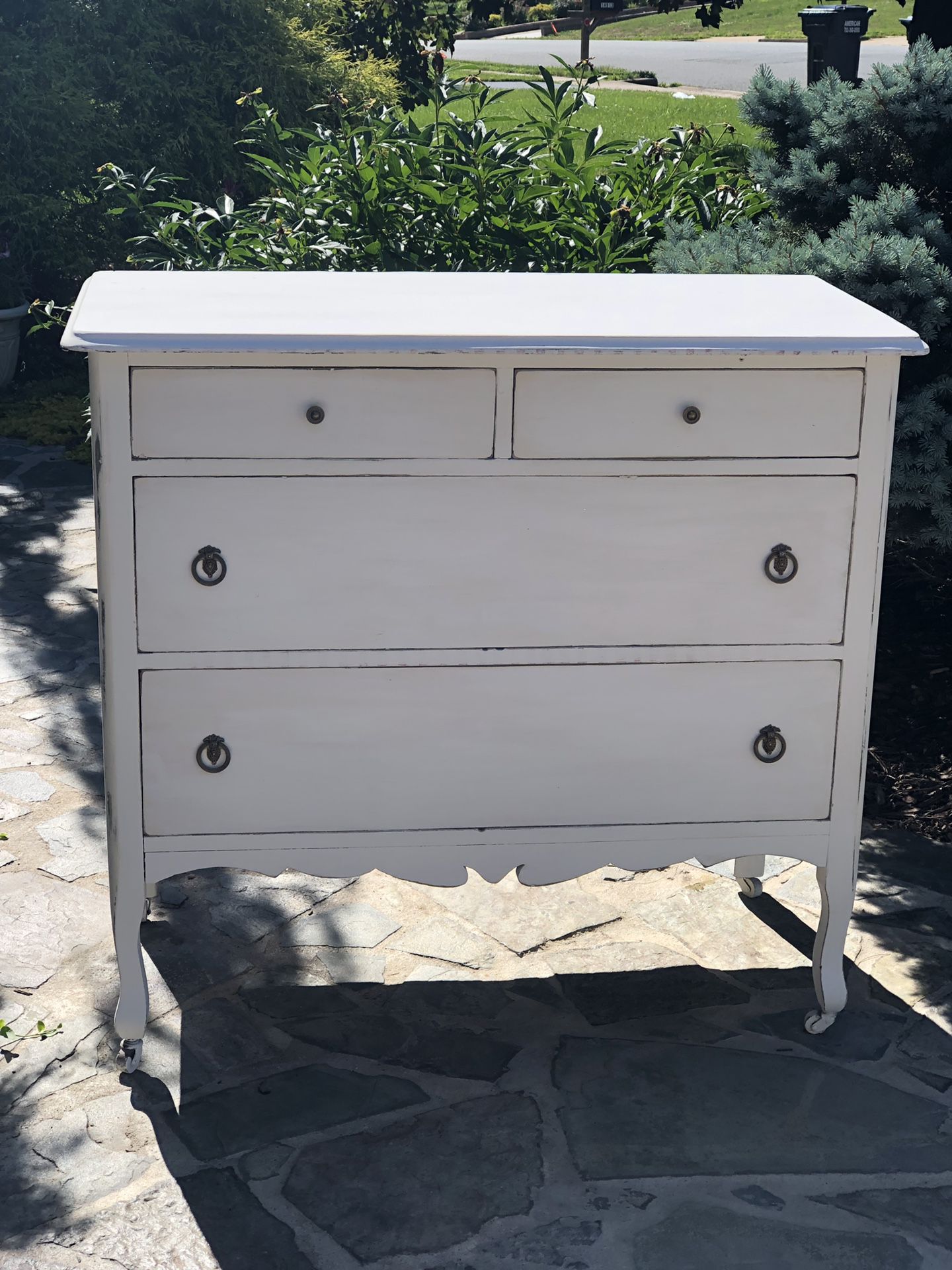 Antique dresser painted white and distressed