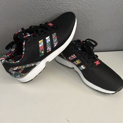 Adidas ZX Flux Black Multicolor Stripes Sneakers - US Size 12 (UK 11.5) - Good Condition