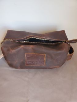 Leather Travel Bag with Flag Logo