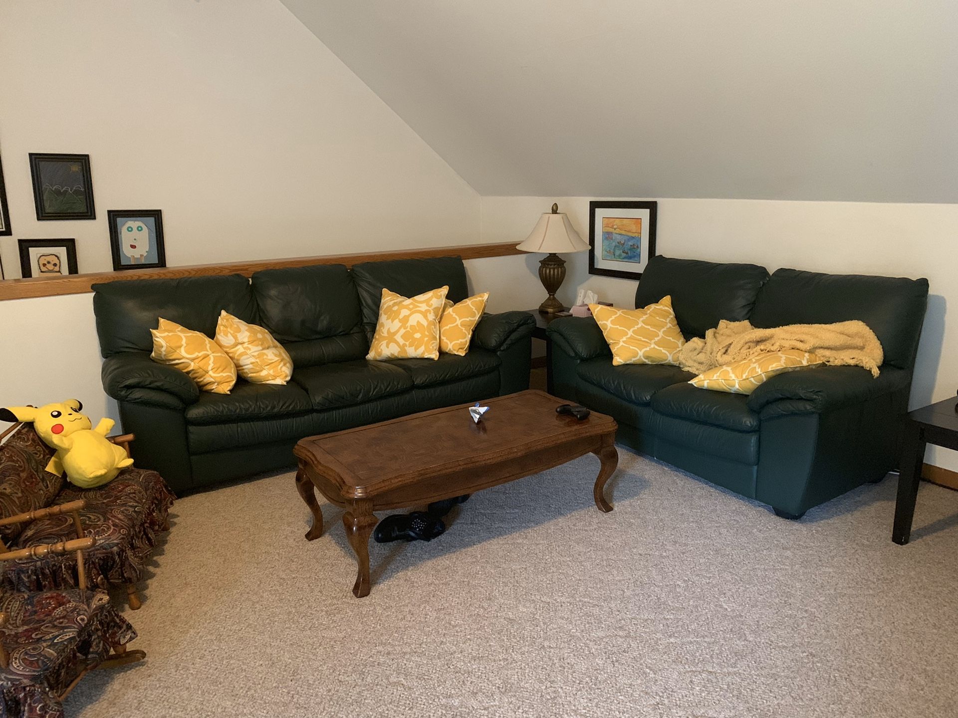 Dark Green Leather Sofa and Loveseat for Sale in Newcastle, WA OfferUp