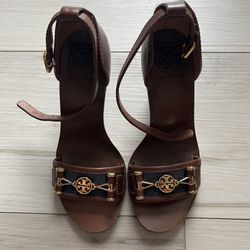 Tory Burch Brown Leather Wedges 5.5