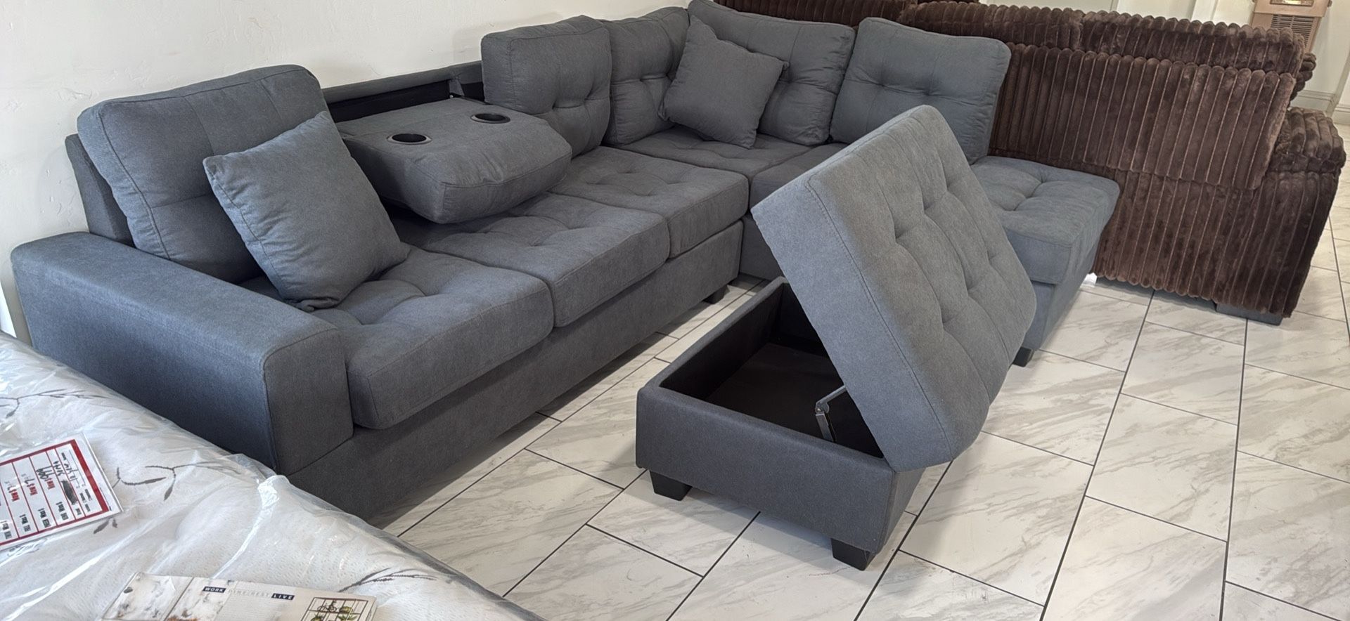 ποΈ NUEVA Sala Reversible Seccional en Caja! π¦ Cerca de 9 x 6 pies COLOR Gris Cafe O black Entrega Disponible π