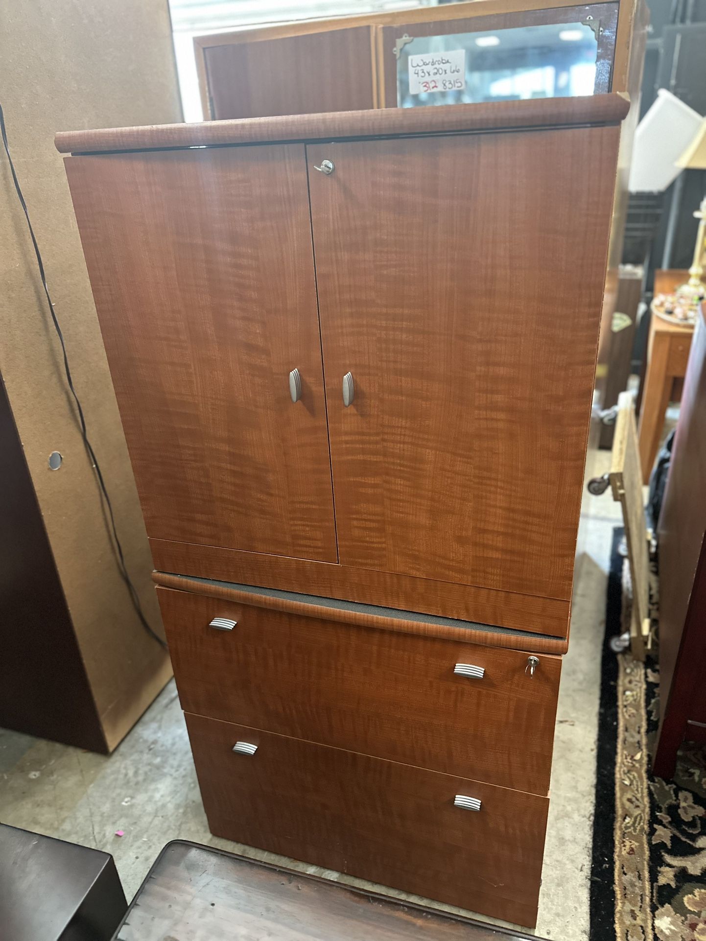Two Tier File Cabinet And Cabinet (Locks w/ Keys)