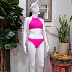 Medium High Neck Halter Bikini Top Swimsuits Two Piece