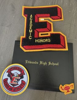 ETIWANDA high school diploma holder and letterman jacket patches