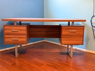 Mid-Century Modern Executive Desk with Drawers