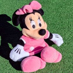 Disney Just Play Minnie Mouse 9" Pink Polka Dot Plush Stuffed Animal Toy EUC
