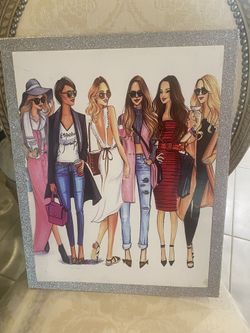 ESTATE SALE-  Picture Appropiate For A Teenager, Frame Is Made Of Cardboard And Glitter.