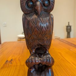 Vintage Carved Wood Owl