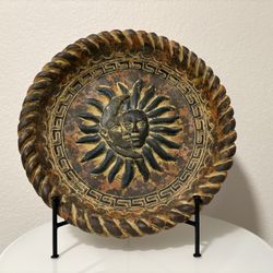 Large Sun Moon Southwestern Plate with Stand