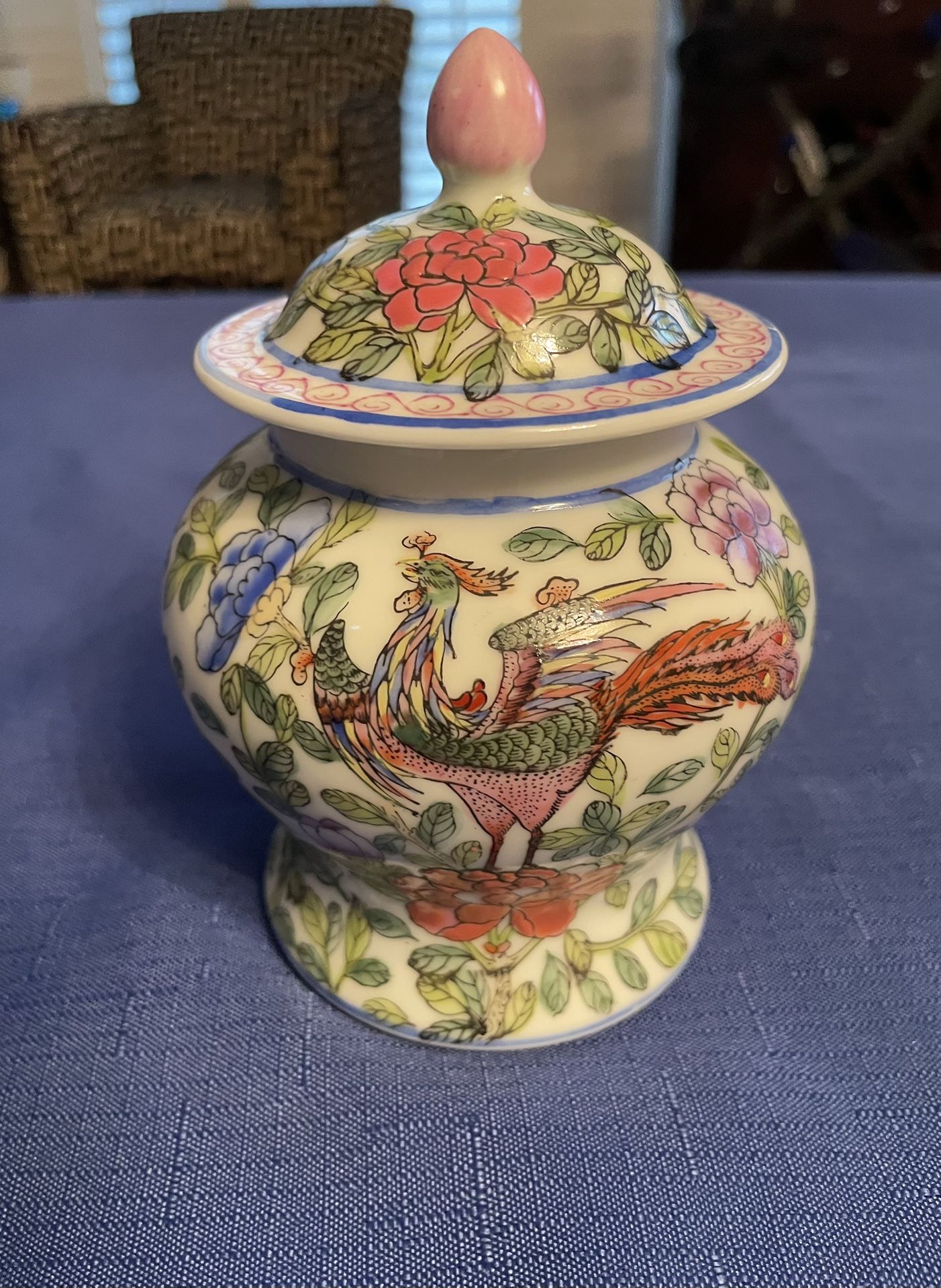 Vintage Oriental Porcelain Lidded Ginger Jar