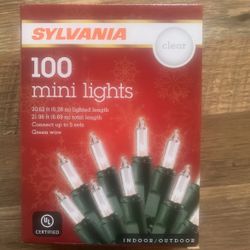 Sylvania 100 Mini lights clear green wire Indoor/Outdoor Christmas Lights