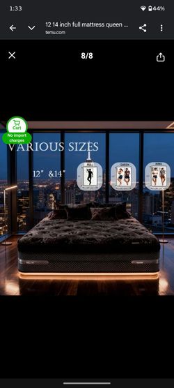 12" hybrid memory foam mattress and bed platform.