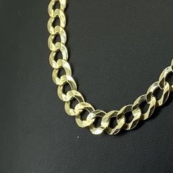 10k Gold Necklace 22” Solid Flat Bevel Cuban 7mm 23.3grams 137277 11
