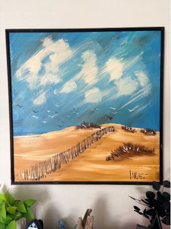 Vintage Coastal Sand Dune oil painting