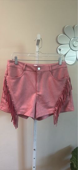 Pink Suede Fringe Shorts