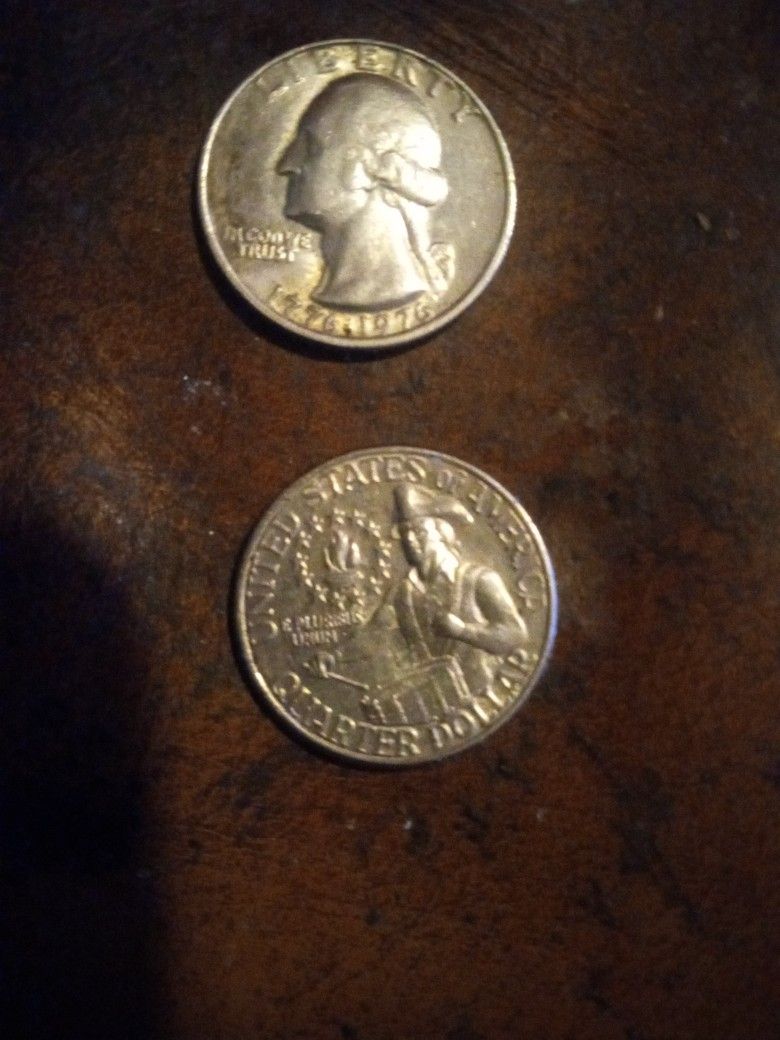 2x 200th Anniversary Bicentennial Quarters 