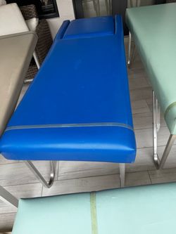 Blue Vinyl Massage Table with Metal Frame