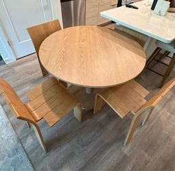 Natural Wood Dining Table and Chairs Set of 4