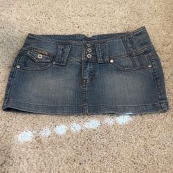 Denim Jean short Mini Skirt bubblegum 7/8 medium new never wore vintage blue 