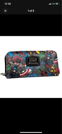 Loungefly Marvel Avengers Tattoo Wallet One Size Zip Around Faux Leather Multi