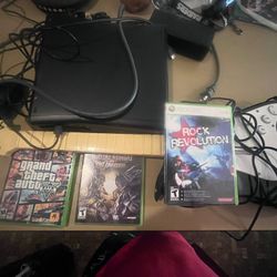 Xbox 360 W Wired Guitar And Games Ans Control 