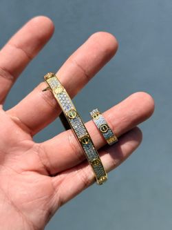 💍 Love Bangles Moissanite VVS1 Promise Ring & Bracelet Set – 925 Silver | GRA Certified | Brand New