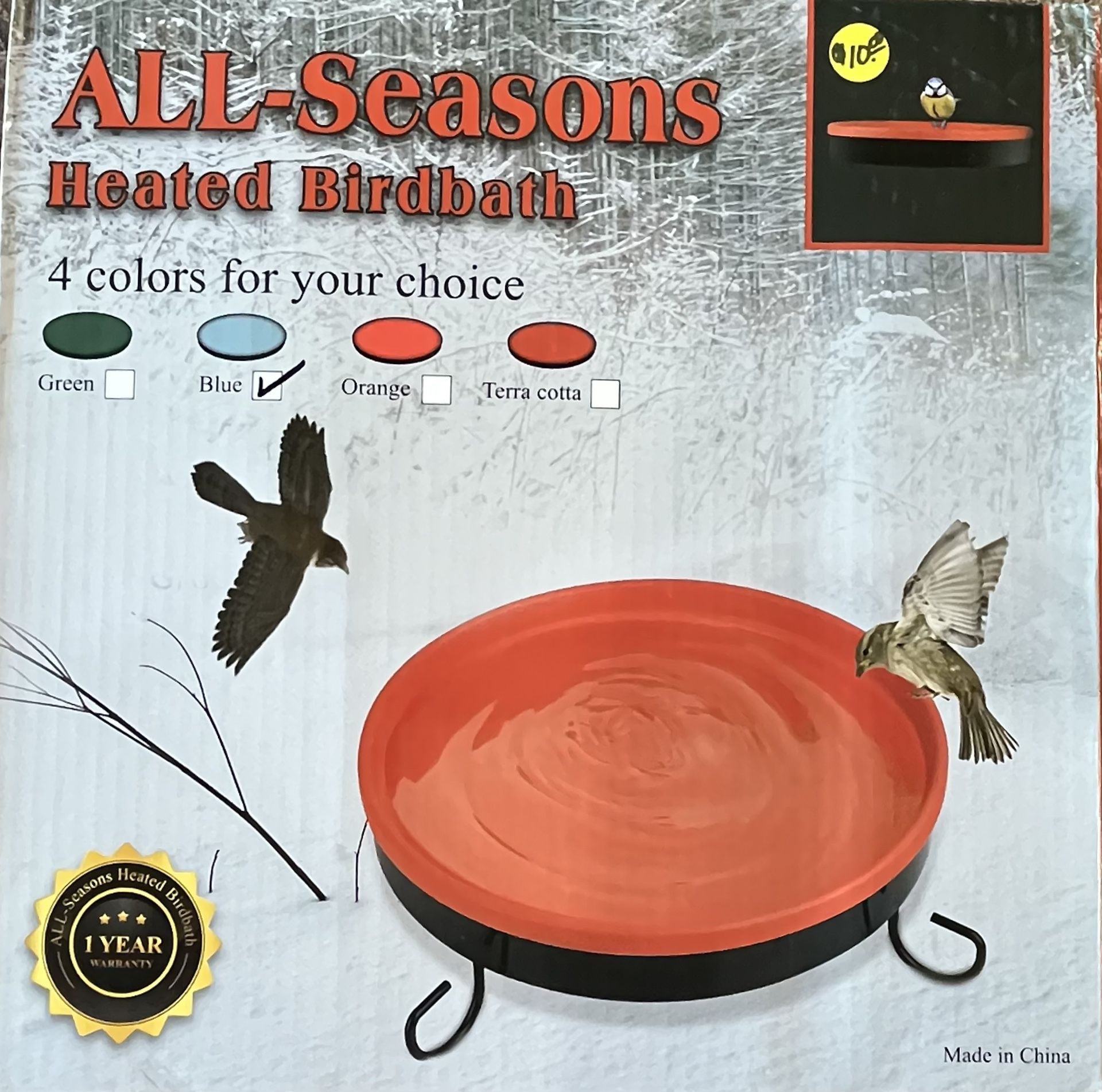 All Seasons 3 In 1 Outdoor Heated Birdbath, 75 Watts, Blue