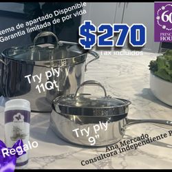 Princess House Tryplay 11Qt Y 9” Con Tapa Colador